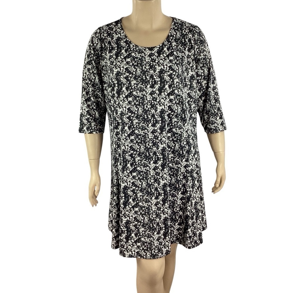 Ellos Madison Knit Dress Abstract Black White Print Size 18/20